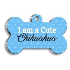 Pet Tag Art Chihuahua Mavi Kemik Şekilli Köpek Künyesi XLarge: 3,3 x 5 cm.