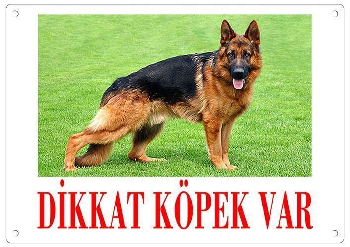 Dikkat Köpek Var Uyari Levhasi (Renkli Alman Kurdu)