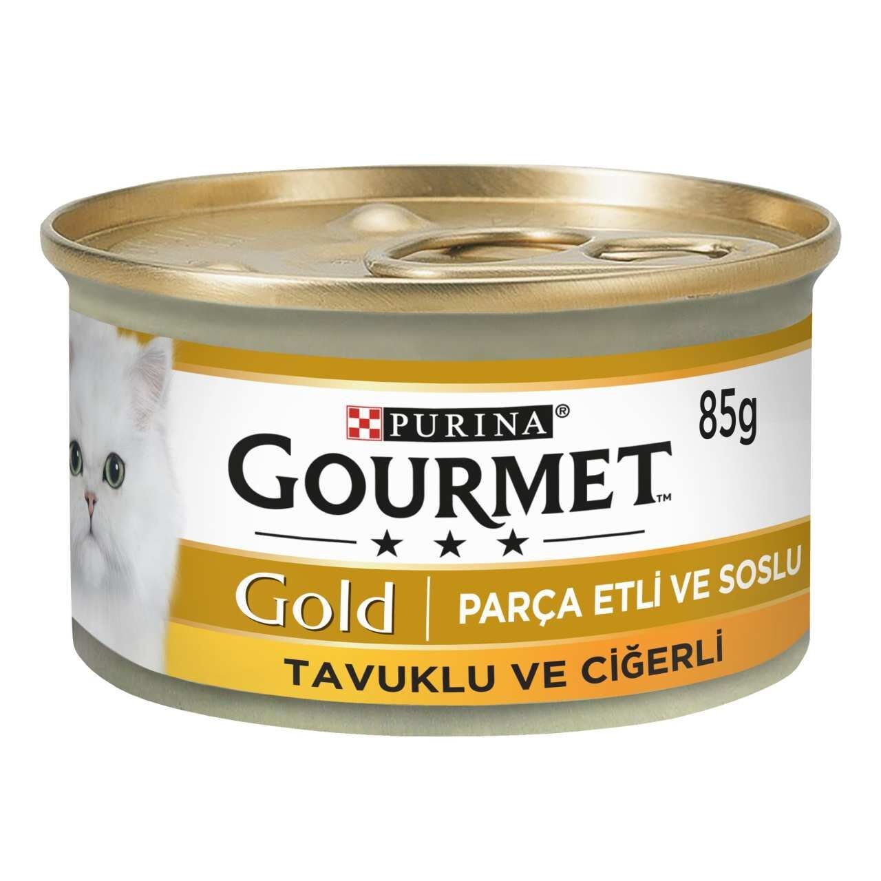 Purina Gourmet Gold Parça Etli Tavuklu Ciğerli Konserve Kedi Maması 85gr