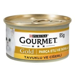 Purina Gourmet Gold Parça Etli Tavuklu Ciğerli Konserve Kedi Maması 85gr