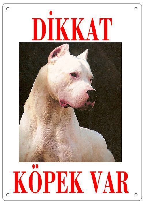 Dikkat Köpek Var Uyari Levhasi (Renkli Dogo Argentino)