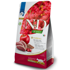 ND Quinoa Hairball Ördekli Elmalı ve Kızılcıklı Tahılsız Yetişkin Kedi Maması 1,5 Kg