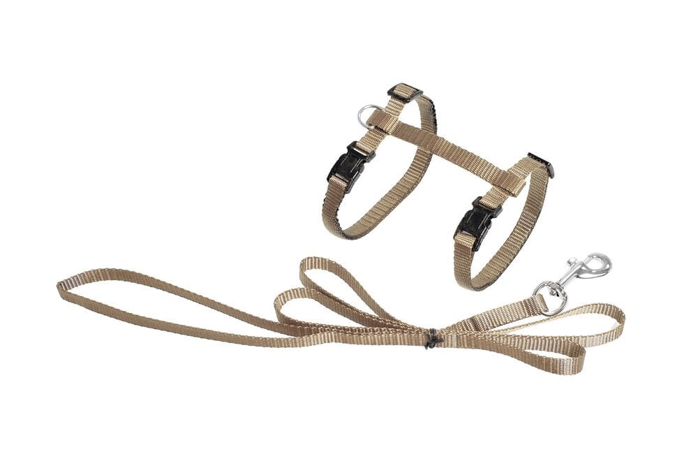 Karlie Ziggi Beige Kedi Göğüs Tasması ve Gezdirme Seti