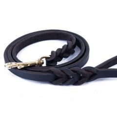 Doggie Eğitim Serisi Örgülü Model Yağlı Gerçek Deriden El Yapımı Eğitim Köpek Gezdirme Kayışı 1,1 x 150 cm