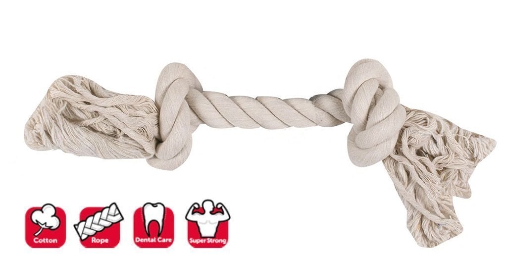 Karlie 2 Düğümlü İp Köpek Oyuncağı S 22  Cm Beyaz