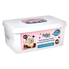 Reflex Care Bebek Pudrası Kokulu Kedi ve Köpekler için Temizleme Mendili 100'lü