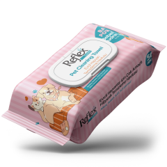 Reflex Care Bebek Pudrası Kokulu Kedi ve Köpekler için Temizleme Mendili 50 Lİ