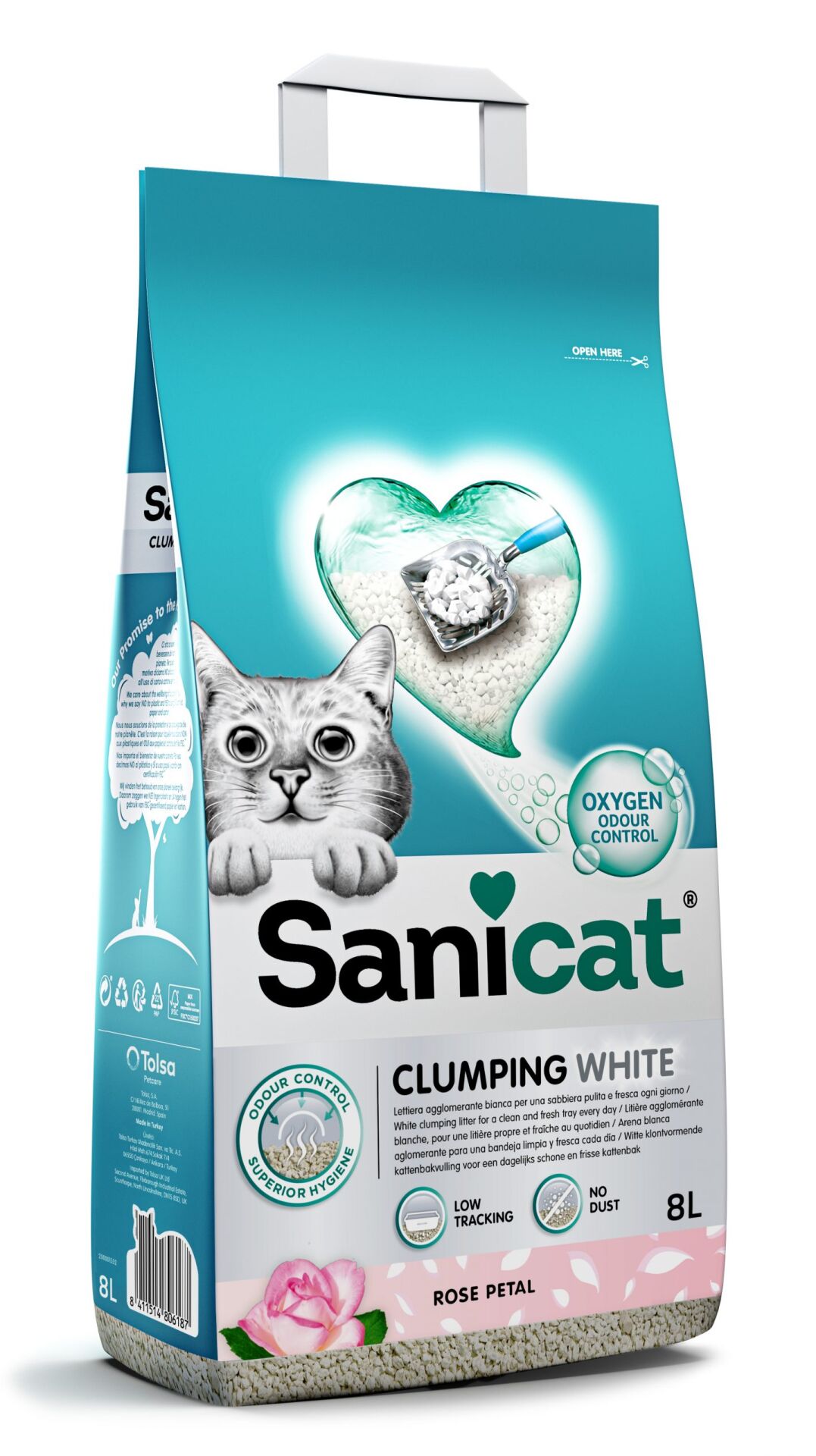 Sanicat Clumping White Gül Kokulu Kedi Kumu 8 litre