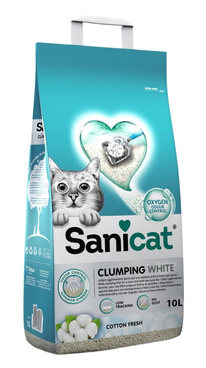 Sanicat Clumping White Koton Ferahlığı Kedi Kumu 10 Litre