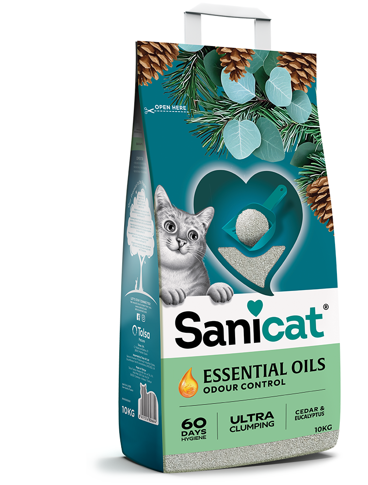 Sanicat Essential Oils Sedir Ve Okaliptus Kokulu Kedi Kumu 10 Kg