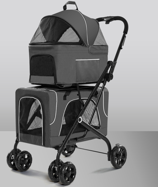 Tommy Çift Katlı Evcil Hayvan Arabası Gri 66 x 50 x 98 cm Max 30 kg