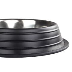 Oripet Kabartma Çizgili Siyah Çelik Mama Kabı 24 Oz - 17cm