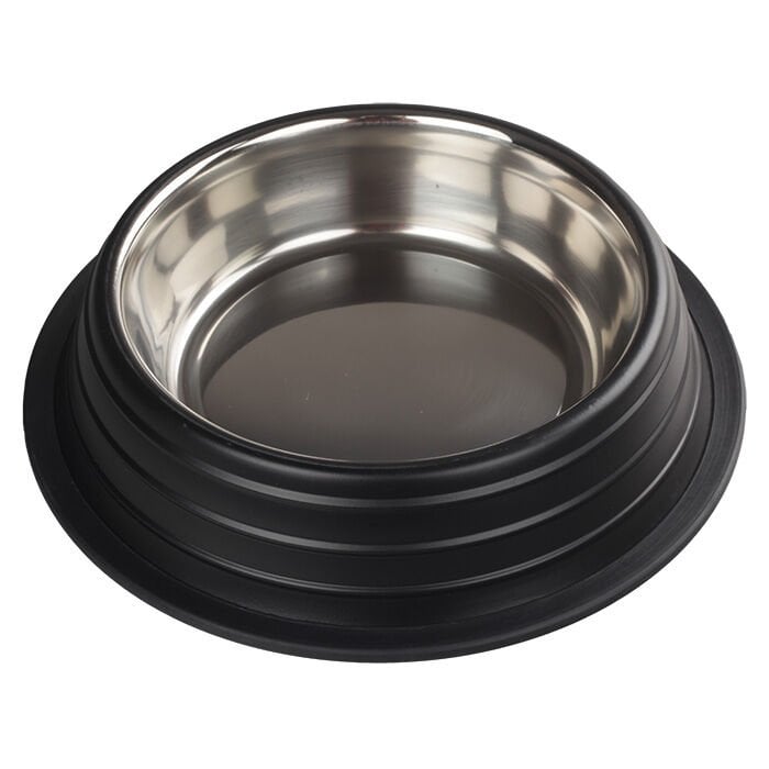 Oripet Kabartma Çizgili Siyah Çelik Mama Kabı 32 Oz-18cm