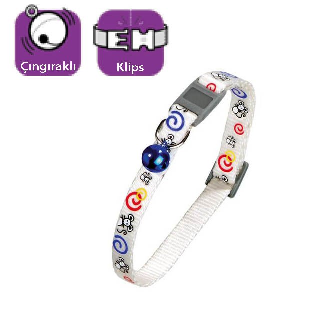 Karlie Beyaz Çıngıraklı Kedi Tasması 30 Cm