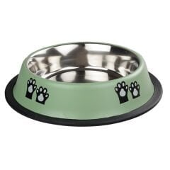 Oripet Kedi Desenli Yeşil Çelik Mama Kabı 16 Oz 15.5 cm