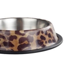 Oripet Leoparlı Desen Çelik Mama Kabı 32 Oz 18 cm