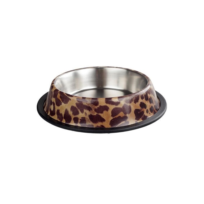 Oripet Leoparlı Desen Çelik Mama Kabı 8 Oz 12 cm