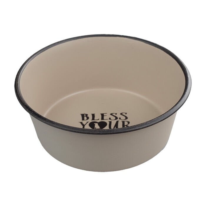 Oripet Kahverengi Çelik Mama Kabı İçi Yazılı 1 QT 17 cm