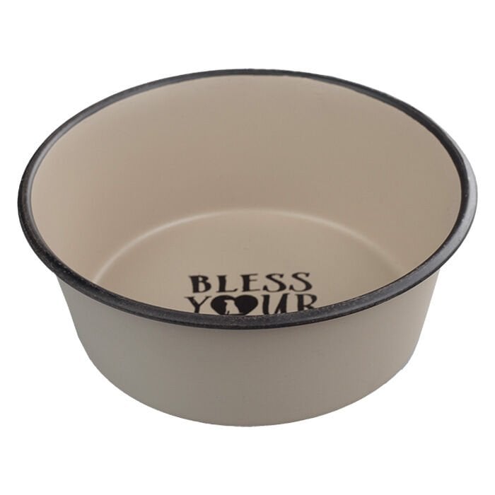 Oripet Kahverengi Çelik Mama Kabı İçi Yazılı 2 QT 21 cm