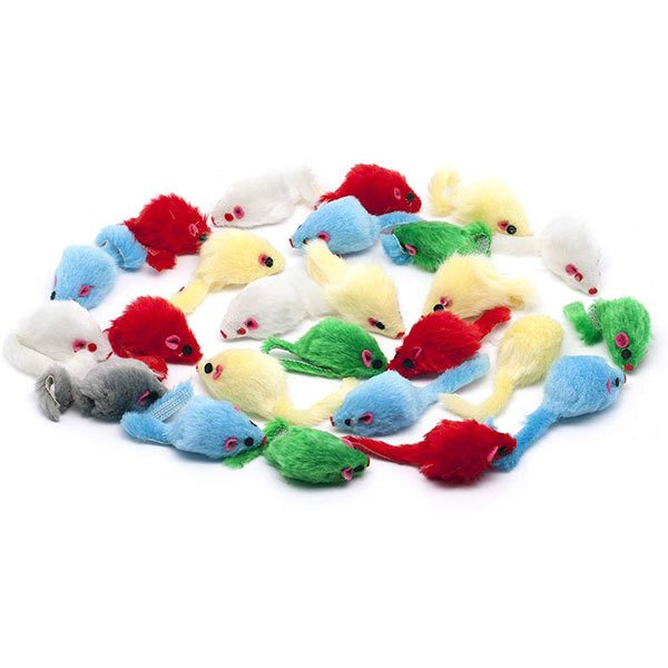 Polo Karışık Pastel Renkli Tüylü Peluş Fare Kedi Oyuncağı 5 cm 80 li