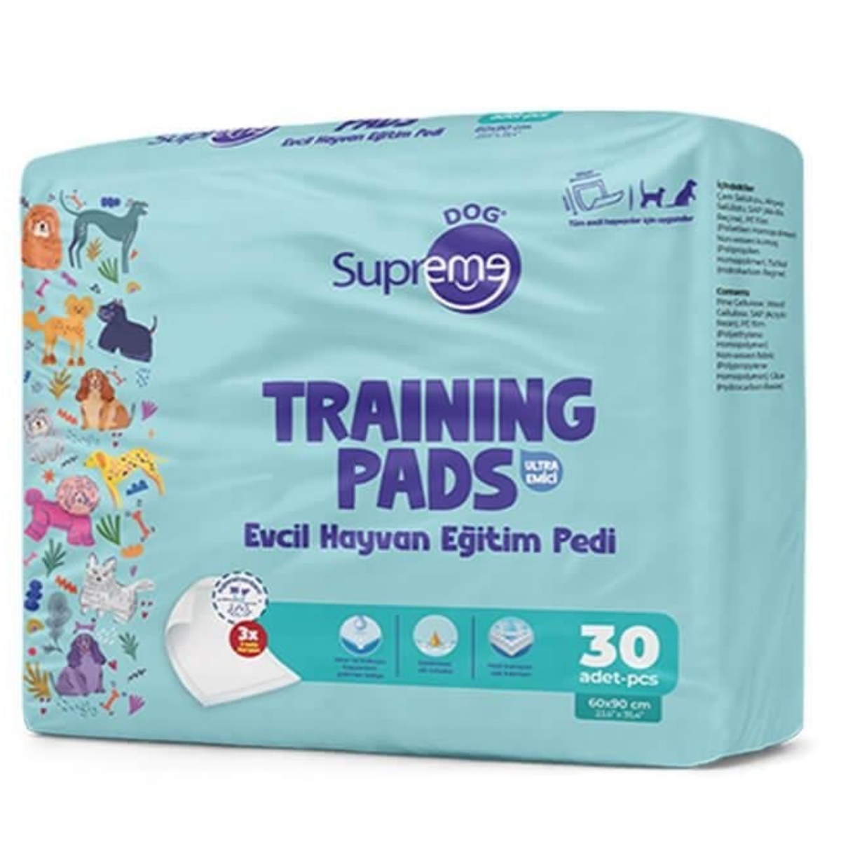 Supreme Evcil Hayvan Eğitim Pedi 90 x 60 cm 30 lu