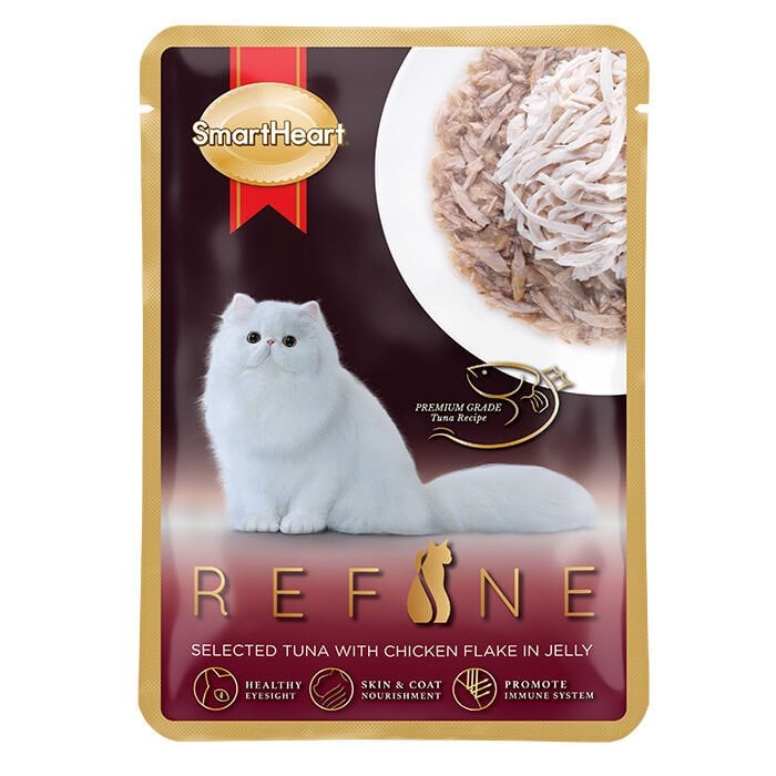 SmartHeart Refine Jöle İçinde Tiftiklenmiş Tavuklu ve Ton Balıklı Kedi Yaş Mama 12 Adet 70 gr