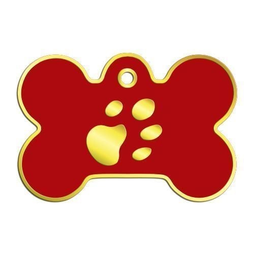 Dalis Altın Renkli Köpek Künyesi Büyük Kırmızı Kemik