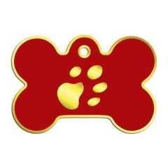 Dalis Altın Renkli Köpek Künyesi Büyük Kırmızı Kemik