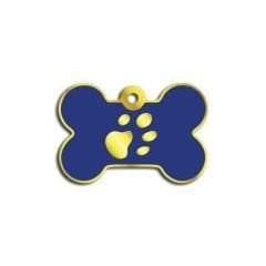 Dalis Pet Tag Kemik Şeklinde 24 Ayar Altın Kaplama Küçük Köpek Künyesi Lacivert