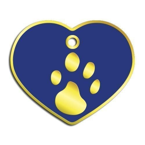 Dalis Pet Tag Kalp Şeklinde 24 Ayar Altın Kaplama Büyük Köpek İsimlik Lacivert