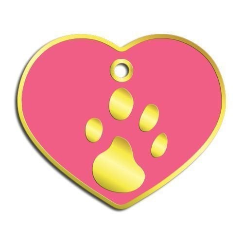 Dalis Pet Tag Kalp Şeklinde 24 Ayar Altın Kaplama Büyük Köpek Künyesi Pembe