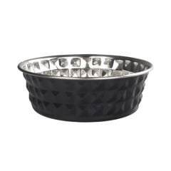 Oripet Elmas Desen Siyah Çelik Mama Kabı 11 cm