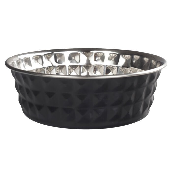 Oripet Elmas Deseli Siyah Çelik Mama Kabı 17.5 cm