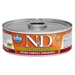 N-D Pumpkin Balkabaklı Tahılsız Tavuklu Narlı Konserve Kedi Maması 80 Gr