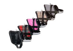 Karlie Siyah - Beyaz Reflektörlü İsimlikli Göğüs Tasması XS 26 - 35 Cm