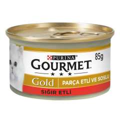 Purina Gourmet Gold Soslu Parça Sığır Etli Konserve Kedi Maması 85 gr x 24 Adet