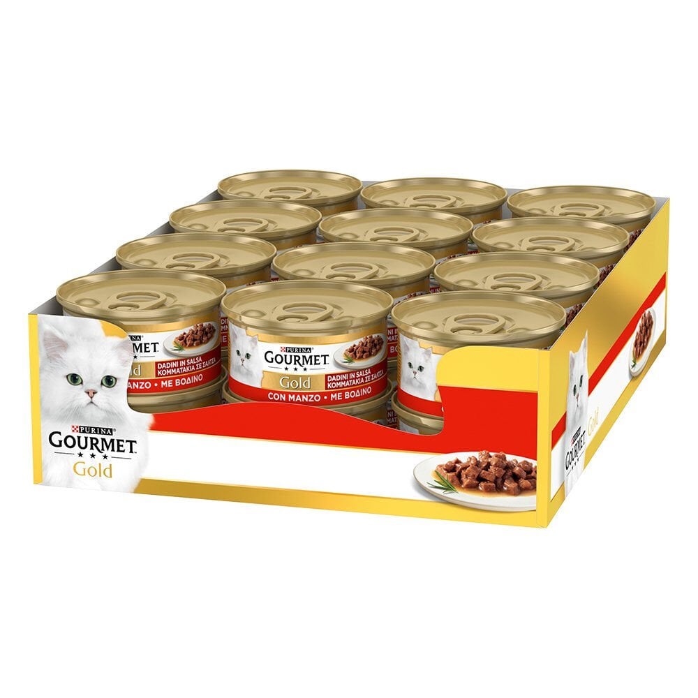 Purina Gourmet Gold Soslu Parça Sığır Etli Konserve Kedi Maması 85 gr x 24 Adet