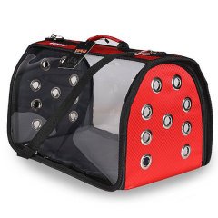 Lepus Flybag Şeffaf Kedi ve Köpek Taşıma Çantası Kırmızı 25x40x25h cm