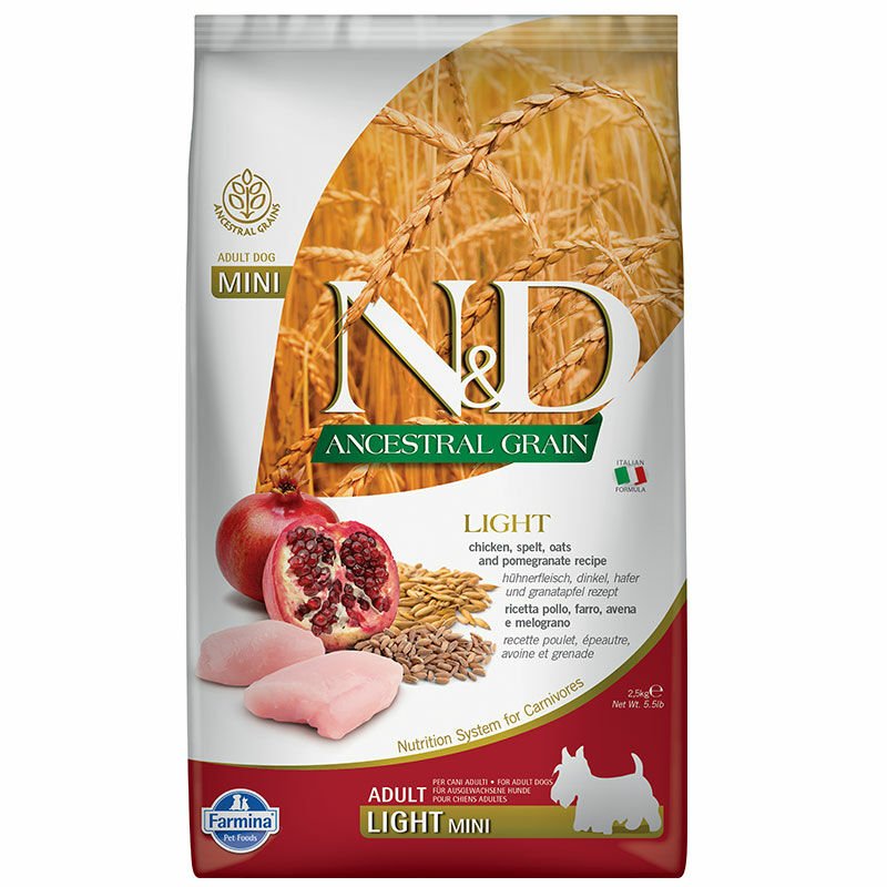 N-D Düşük Tahıllı Tavuklu Narlı Light Mini Adult 2,5 kg Köpek Maması