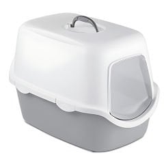 Stefanplast Cathy Beyaz Gri Kapalı Kedi Tuvaleti 56 x 40 x 40 cm