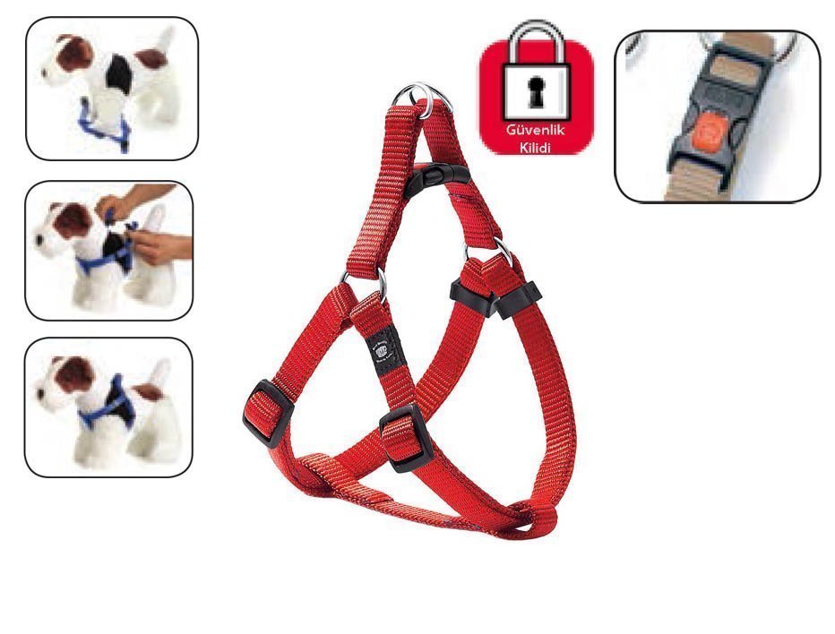 Karlie Kırmızı Kilitli Göğüs Tasması S/M 35 - 60 Cm