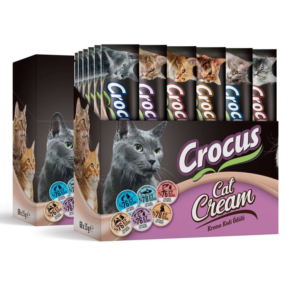 Crocus Multi Pack 6 Çeşit Krema Kedi Ödülü 60 Adet x 15 gr