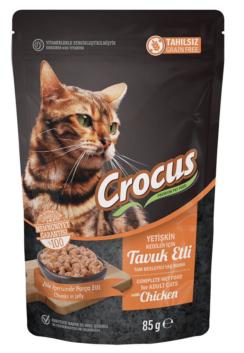 Crocus Tahılsız Kedi Tavuklu Yaş Mama 85 gr