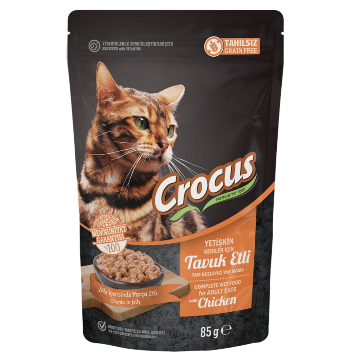 Crocus Tahılsız Kedi Tavuklu Yaş Mama 85 gr