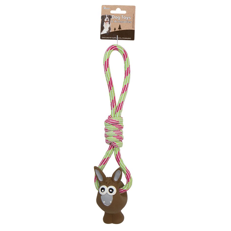 Eastland Düğümlü Stres İpli Peluş Eşek 42 cm Köpek Oyuncağı