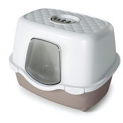 Stefanplast Tres Chic Kapalı Kedi Tuvaleti Beyaz - Pembe