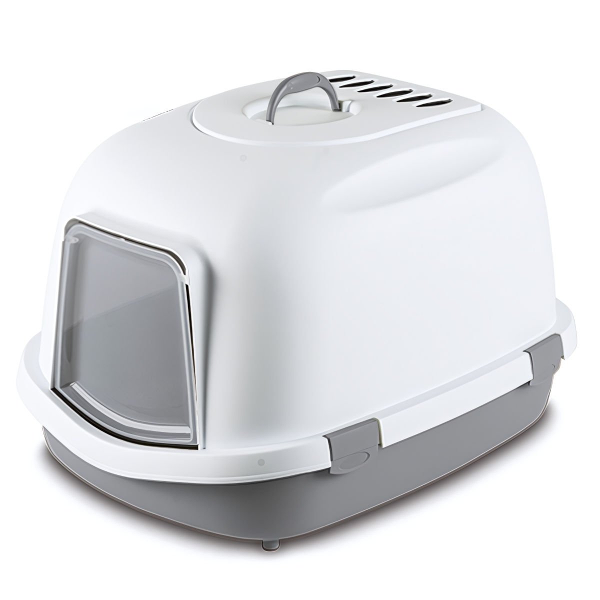 Stefanplast Queen Kapalı Kedi Tuvaleti Jumbo Boy - Gri Beyaz