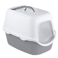 Stefanplast Cathy Filtreli Kapalı Kedi Tuvaleti Gri Beyaz