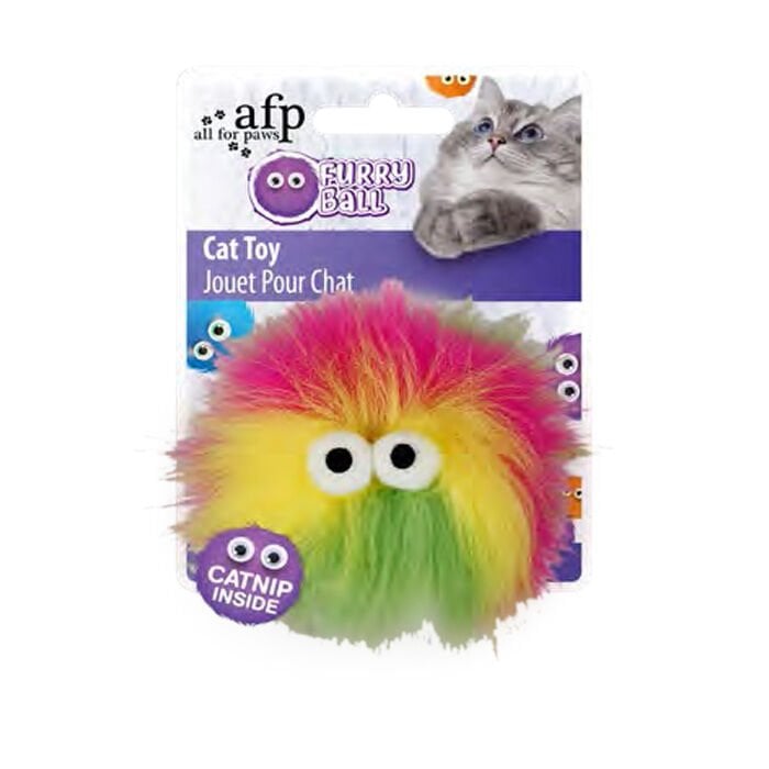 AFP Furry Ball Fluffer Catnipli Sarı Kedi Oyuncağı 9,5 x 9 x 5,5 Cm