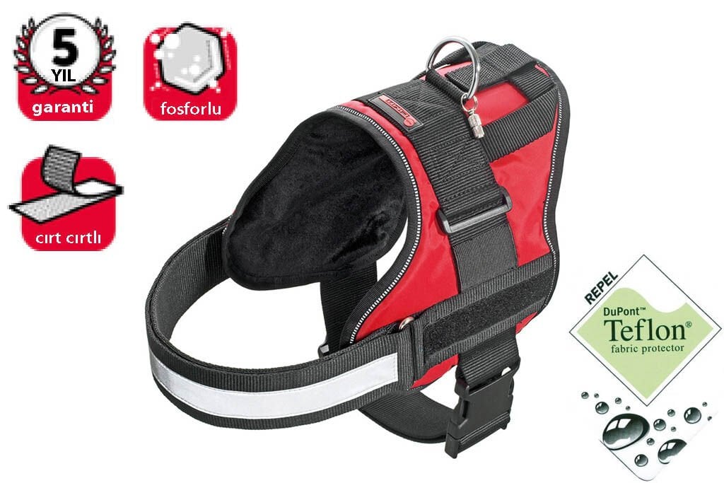 Karlie Kırmızı Teflon Reflektörlü İsimlikli Göğüs Tasması XS 44 - 50 Cm